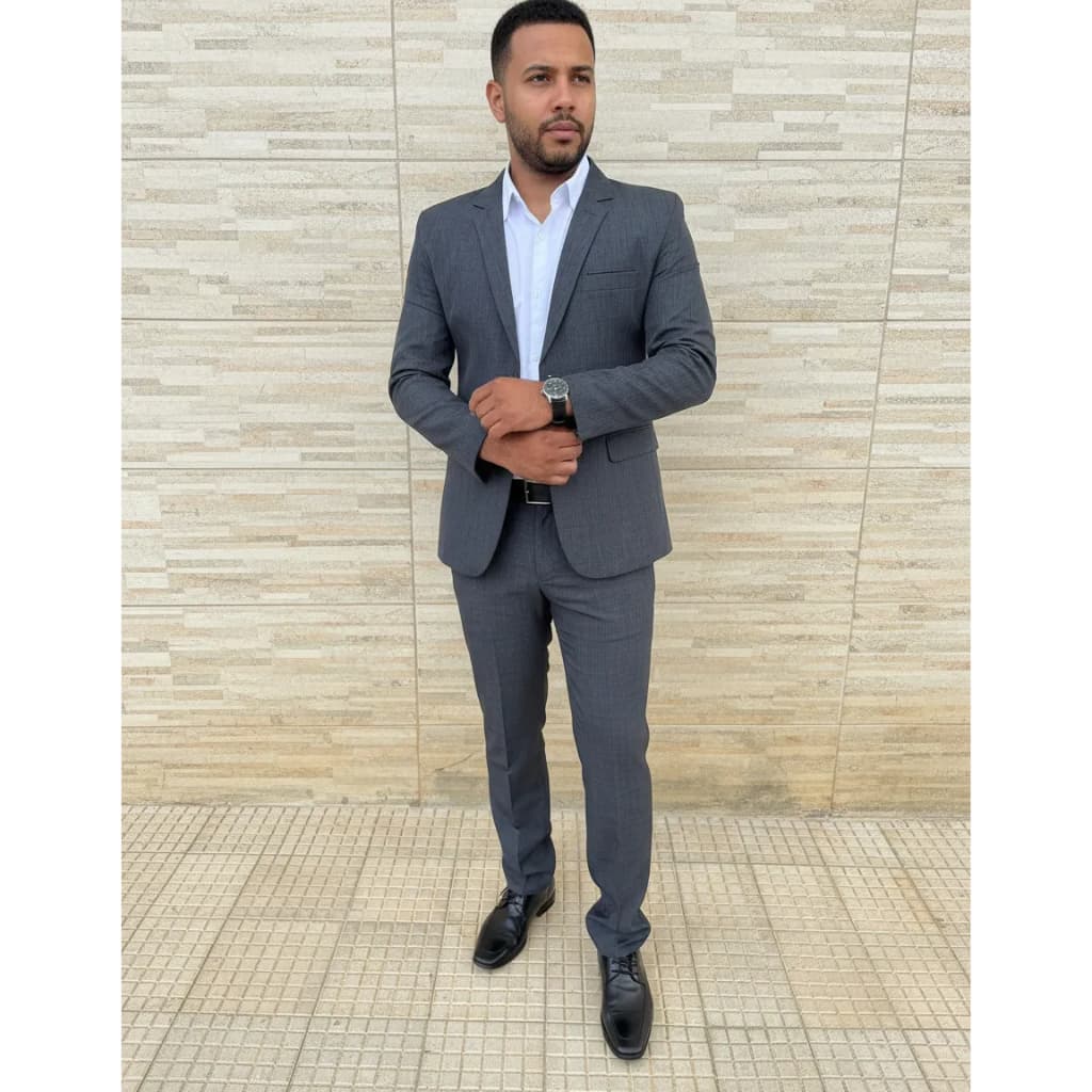 Terno Slim Masculino - Paletó + Calça - Microfibra Melange