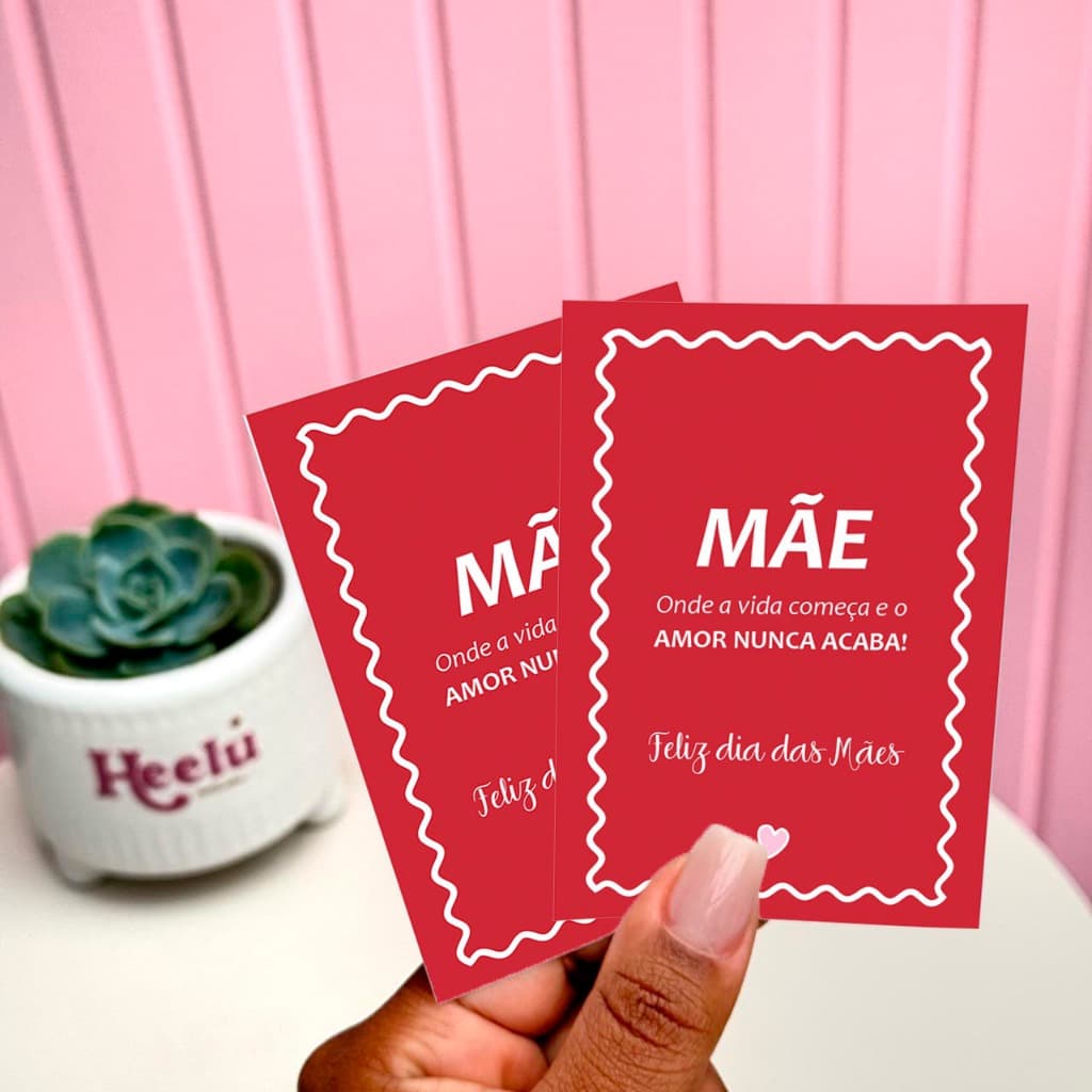 50/100 un Folhetos de Agradecimento 7x10cm - Mãe - Feliz dia das Mães - Pronta Entrega