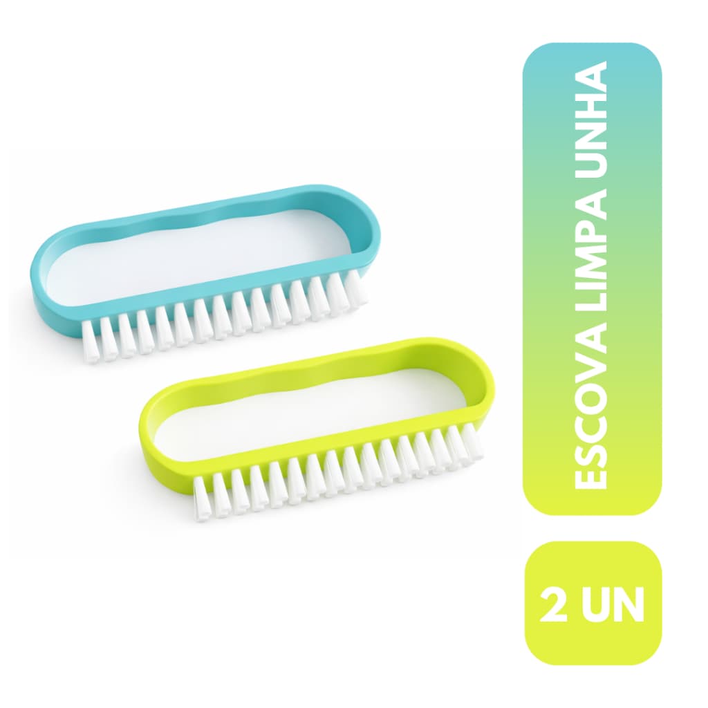 Kit 2 Escova Limpa Unhas Manicure Pedicure Higiene Pessoal Escovinha de Unhas Plástica Limpeza Mãos