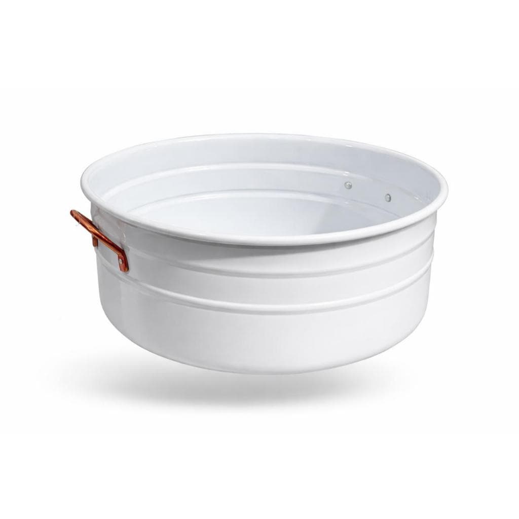 Tina Relaxante para Escalda Pés Bacia Pendicure Spa Só Alumínio Branco Alça Cobre