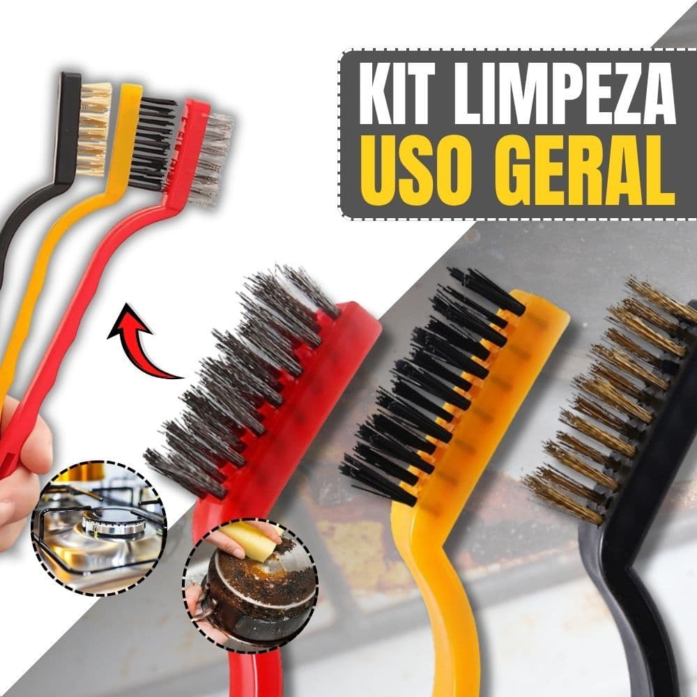 Kit 03/06/09 Limpeza de Fogão com Escovas de Aço, Nylon e Latão Removedor de Sujeira Pesada