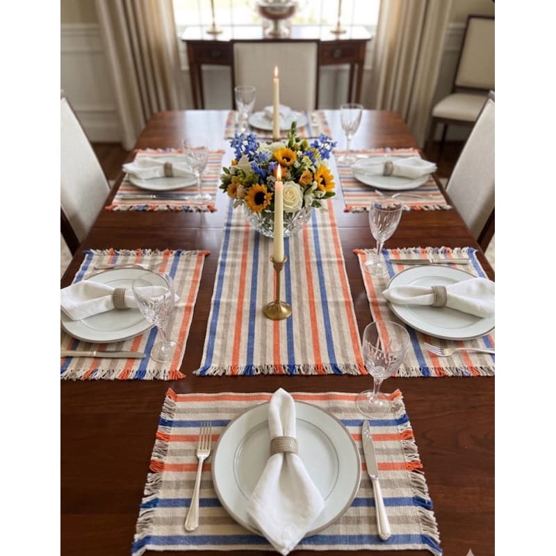 JOGO AMERICANO DE ALGODAO 7 PEÇAS ARTESANAL MESA POSTA CHIQUE