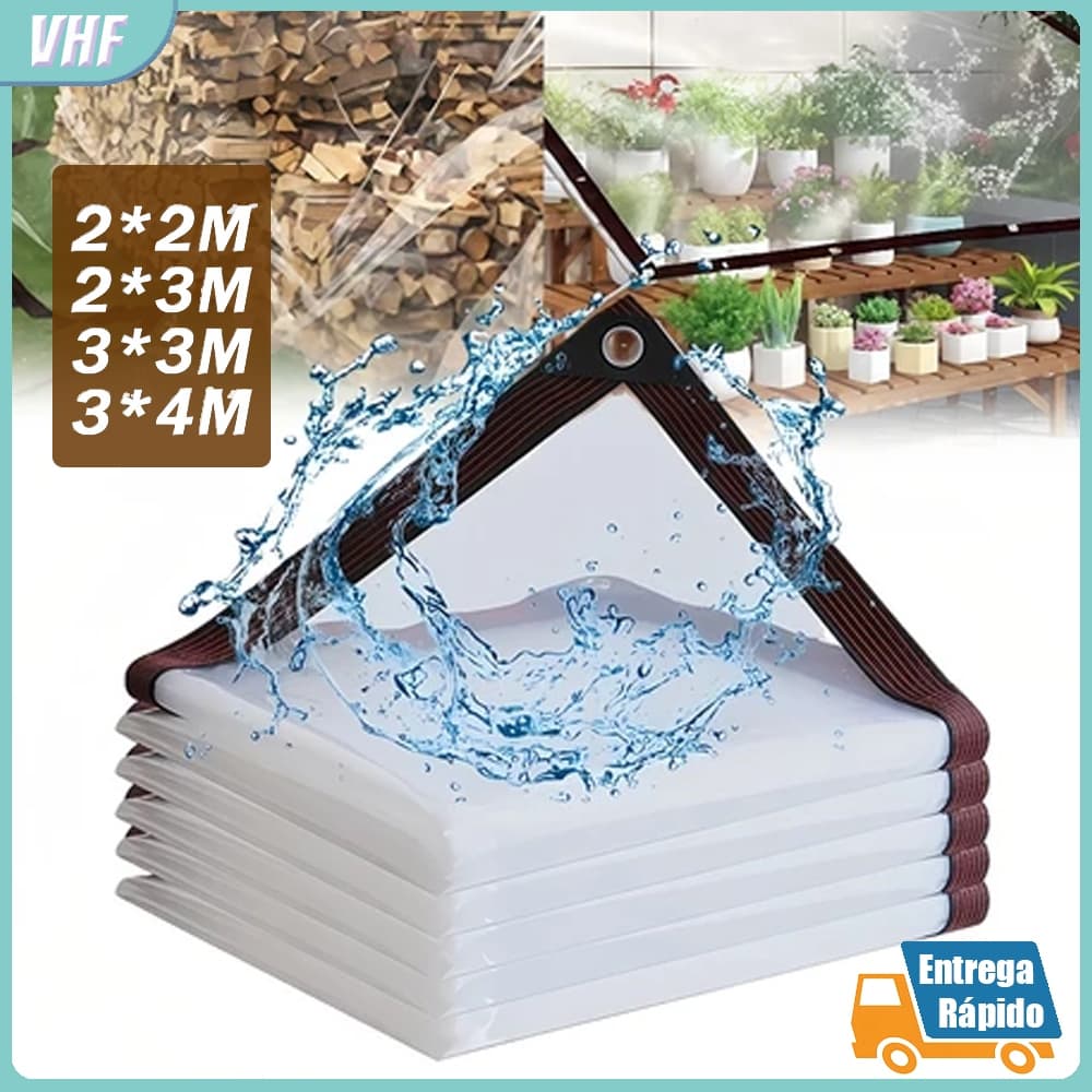 Lona Transparente de PVC Reforçada Impermeável Multifuncional para Portas, Janelas, Varandas e Garagens