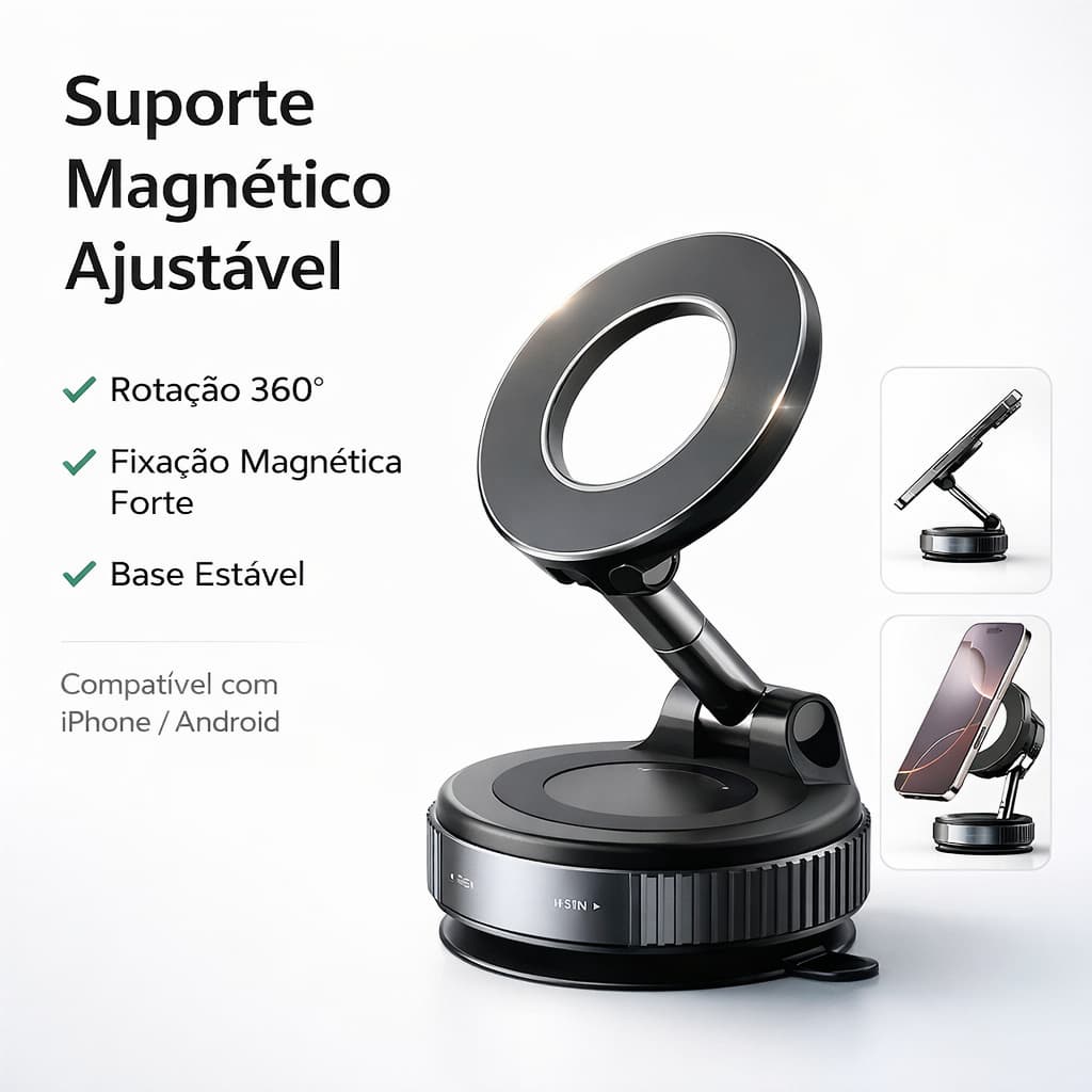 360° Suporte Magnético Forte para Celular Carro Ajustável
