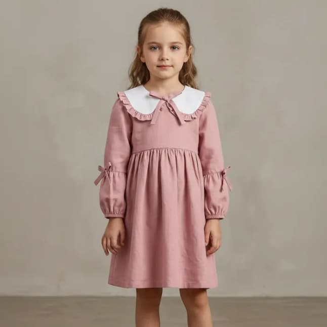 Vestido Menina Infantil Vintage Manga Longa Gola Boneca