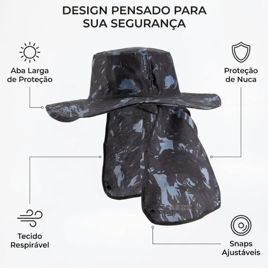 Chapeu Camuflado Canavieiro Australiana Protetor Sol Pesca