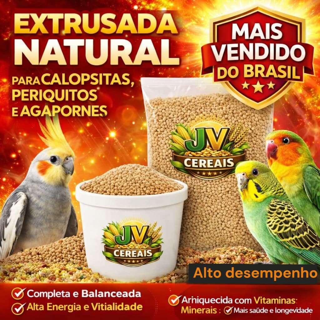 Extrusada Natural Miúda para Calopsita, Agapórnis e Periquito