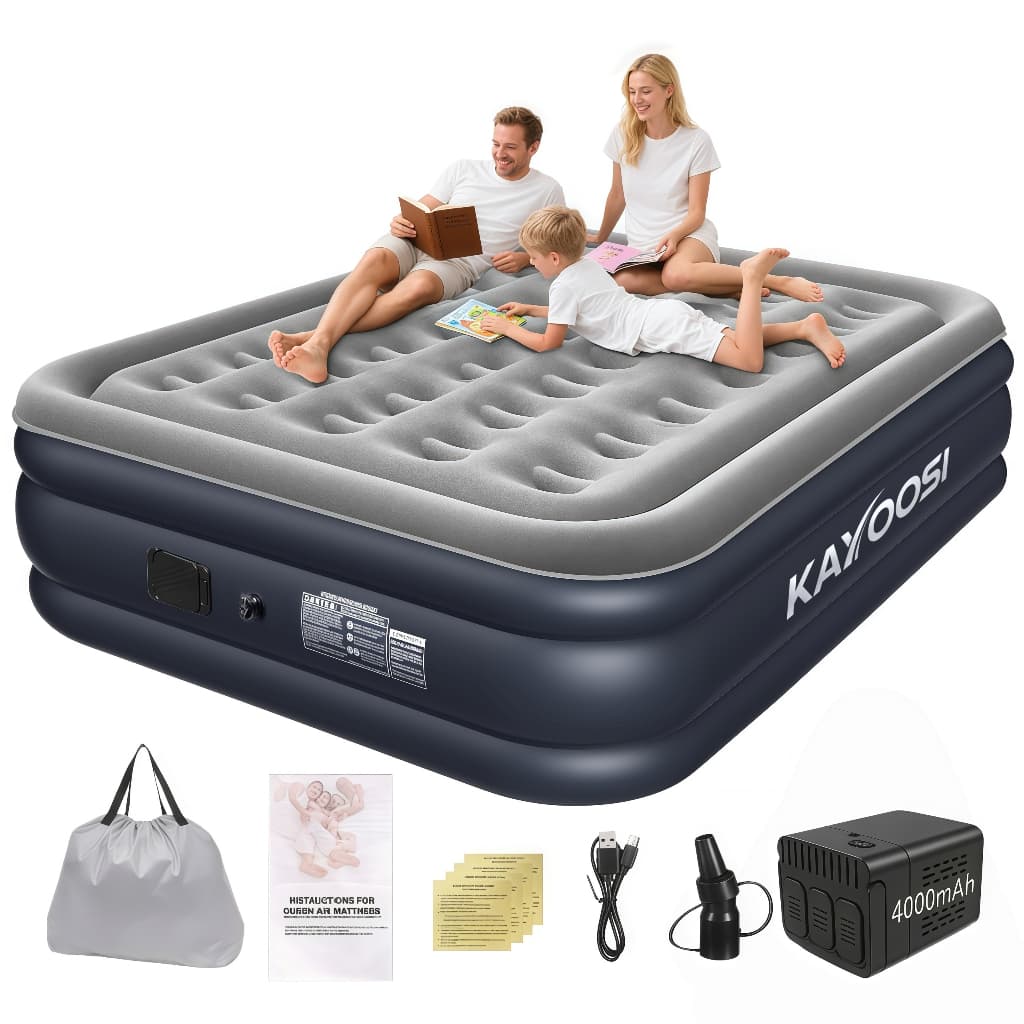 Colchão Inflável Queen Casal KAYOOSI Elétrico 203x152x40cm com Bomba Embutida  Cama De Campanha