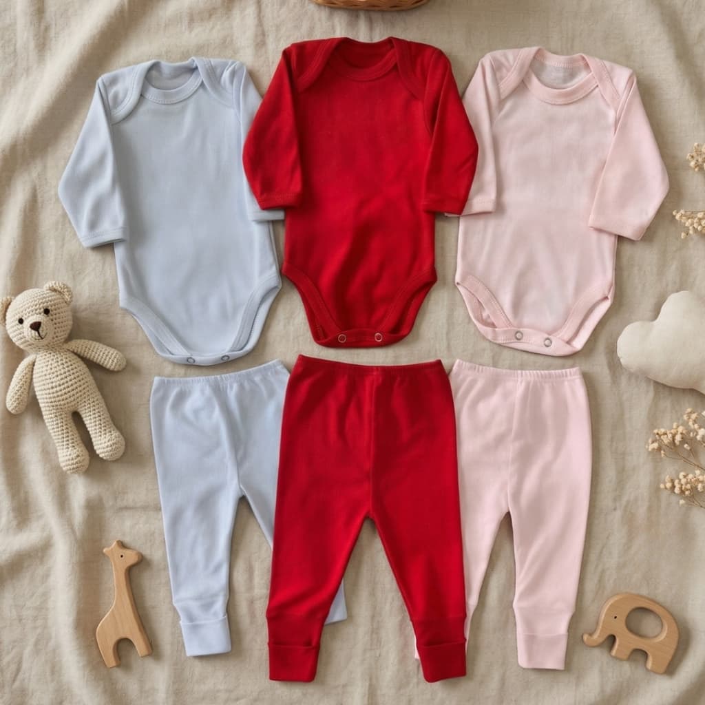 Kit 6 Peças Body Manga Longa e Mijão | Conjunto Body e Mijão para Bebê | RN, P, M e G