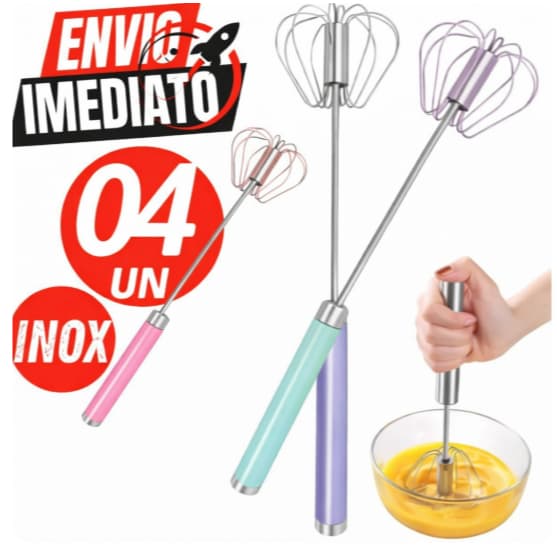 Kit 04 ou 02 Batedor Semi Automático Fue colorido Misturador de Ovos ,Casa Cozinha Restaurante