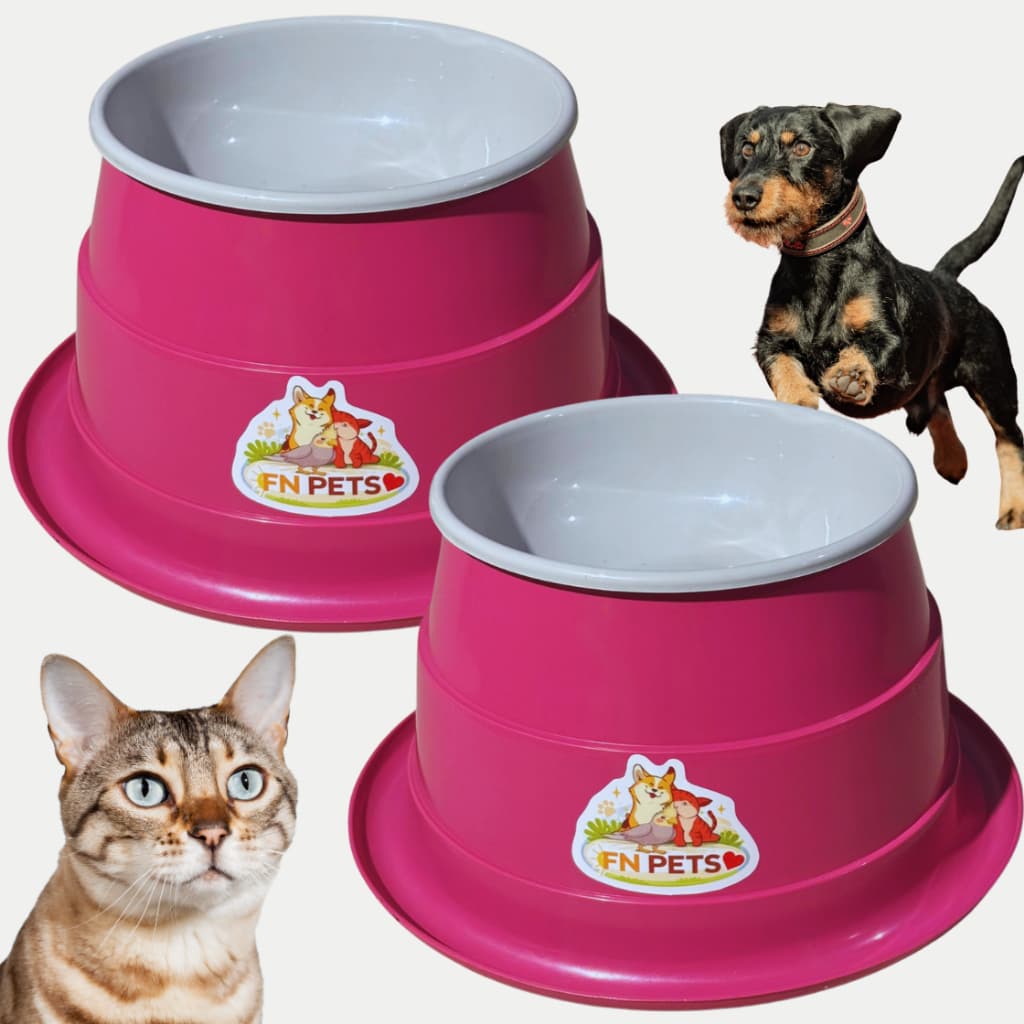 2 Comedouro e Bebedouro Elevado alto pet Anti Formiga 400ml | Cachorro e Gato | FN Pets Original