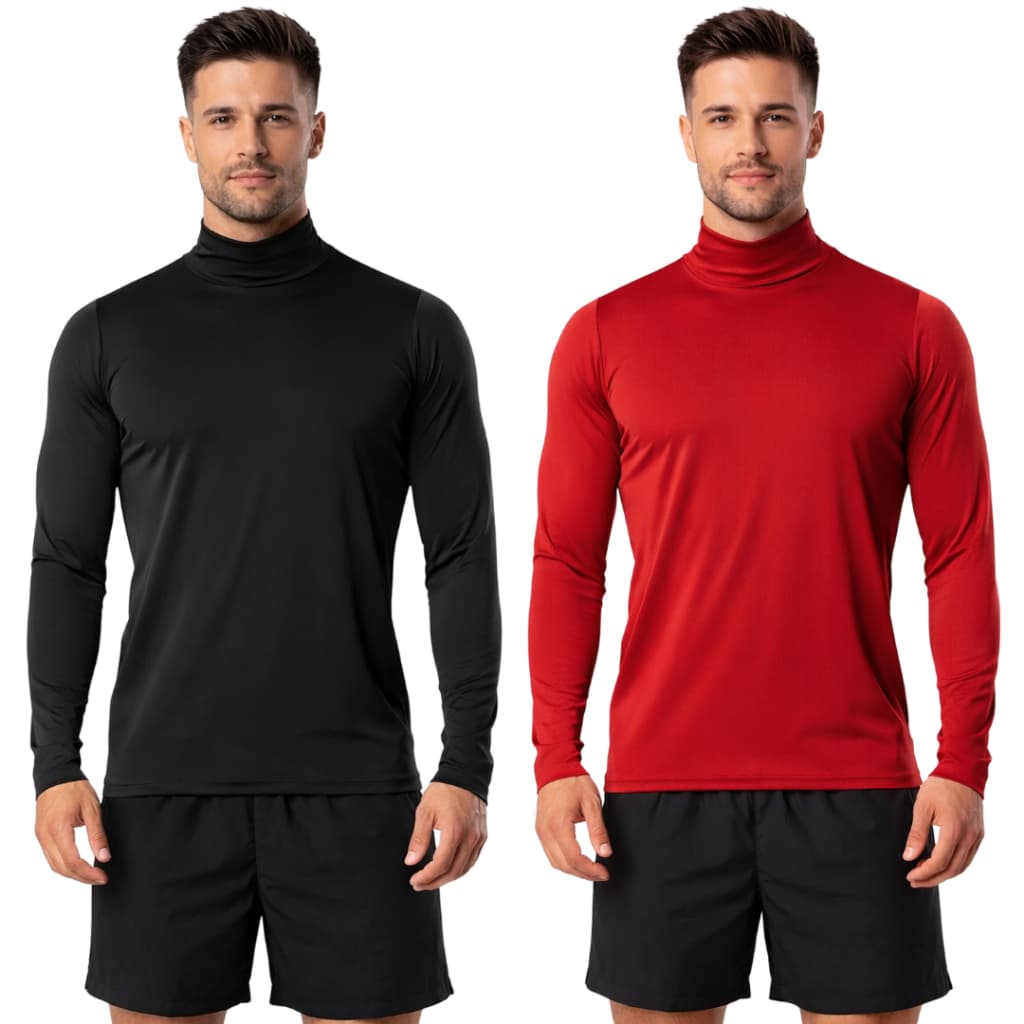 Kit 2 Blusa Gola Alta Masculina Camisa Termica Segunda Pele Proteção Solar