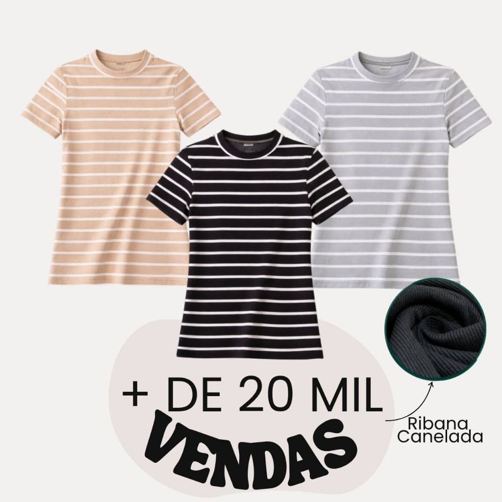 CAMISETA BLUSA LISTRADA MODA 2025 TENDENCIA VERÃO 2026 CANELADO PREMIUM