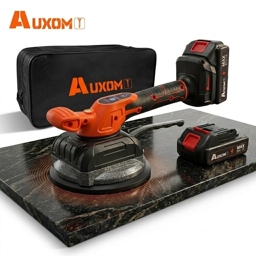 Máquina De Assentar Piso Porcelanato Ventosa 130mm Vibração 80kg 2 Baterias 21v Maleta AUXOM