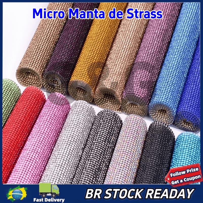✅[BR Seller]Micro Manta de Strass 20x40 Metros Termocolante Cores Diversas 100% Vidro 20 Cores