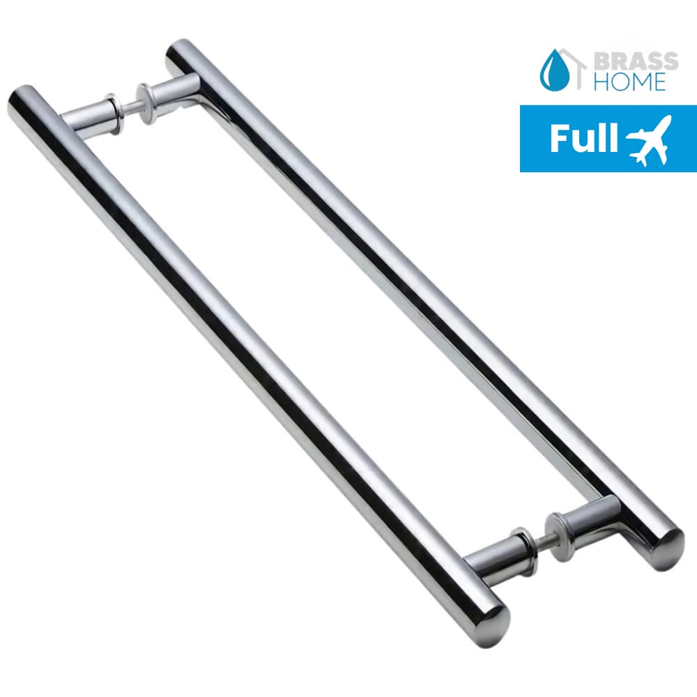 Puxador De Porta 90 Cm (70cm Entre Furos) Tubular Polido Porta Madeira Pivotante Vidro Portão Box