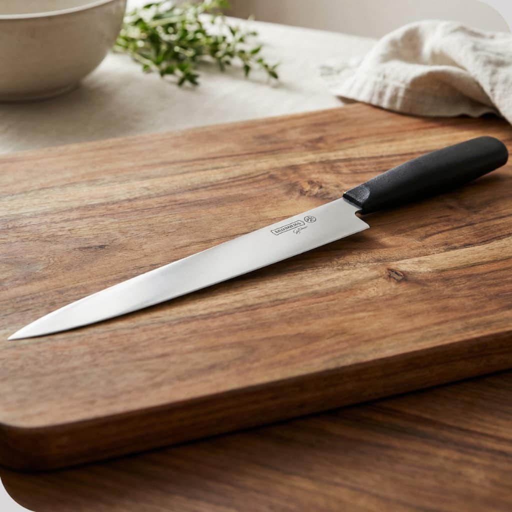 Faca De Cozinha Peixe Frango Carne de Corte Master Inox Mundial 10 Cabo Preto