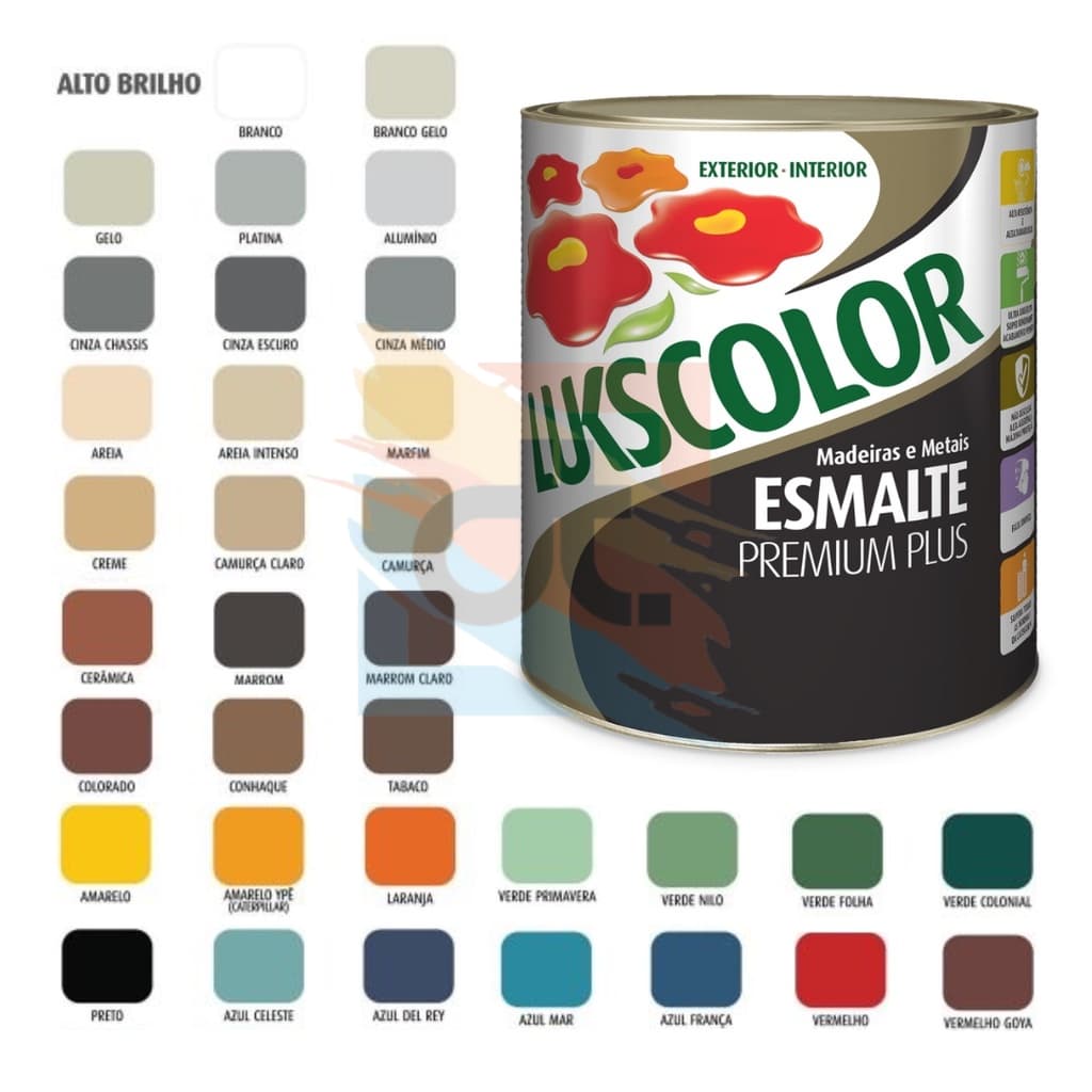 Tinta Esmalte Sintético Lukscolor Premium Alto Brilho 900ml Escolha Sua Cor