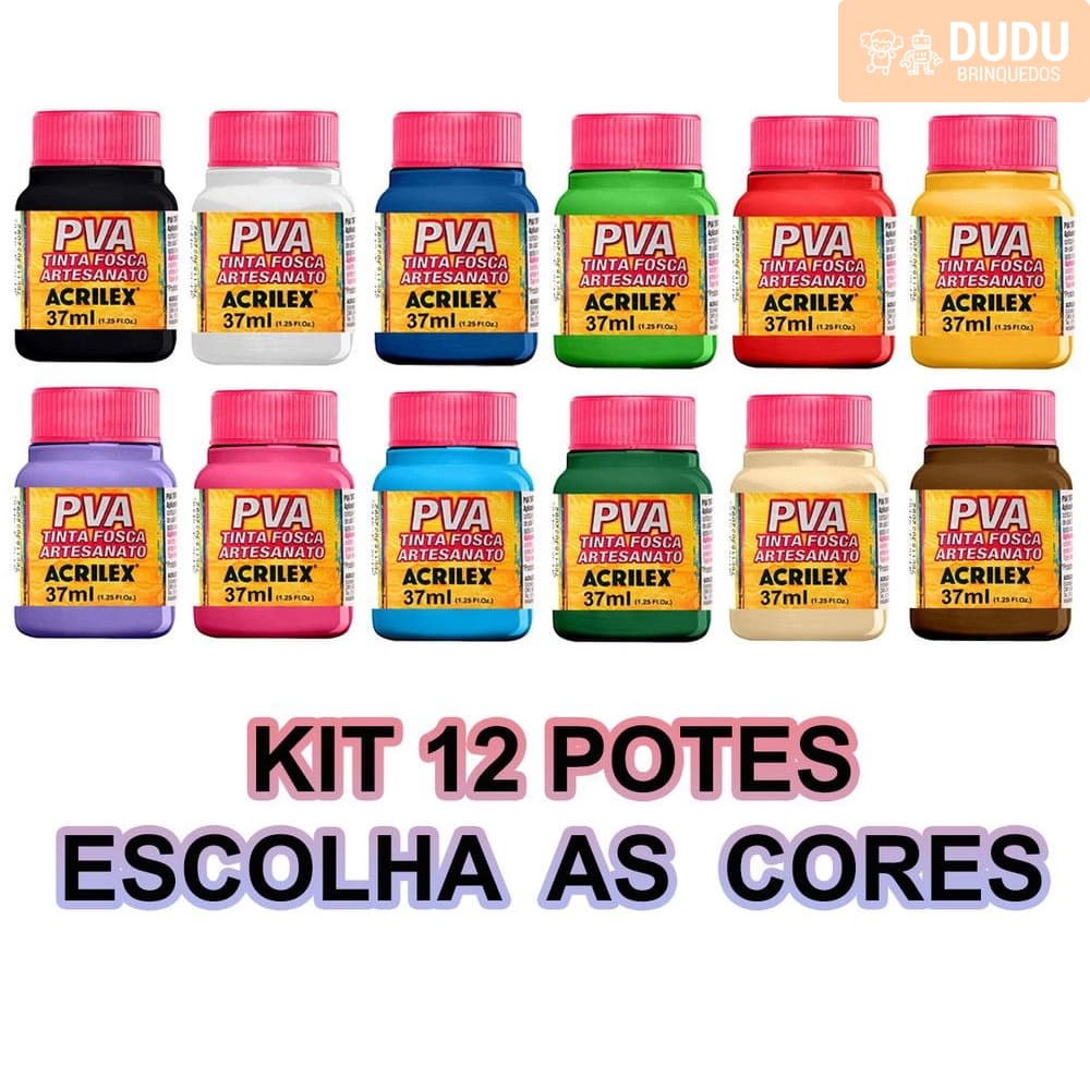 12x Tinta Para Artesanato Pva Acrilex 37ml Escolha As Cores Pelo Chat