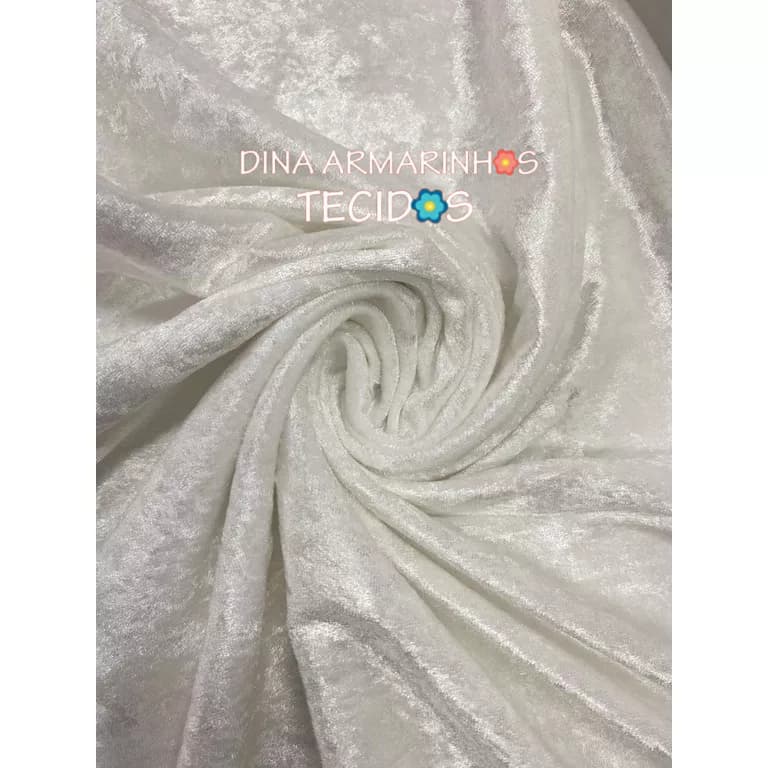 Tecido Veludo Molhado Branco 1,50mt de Largura