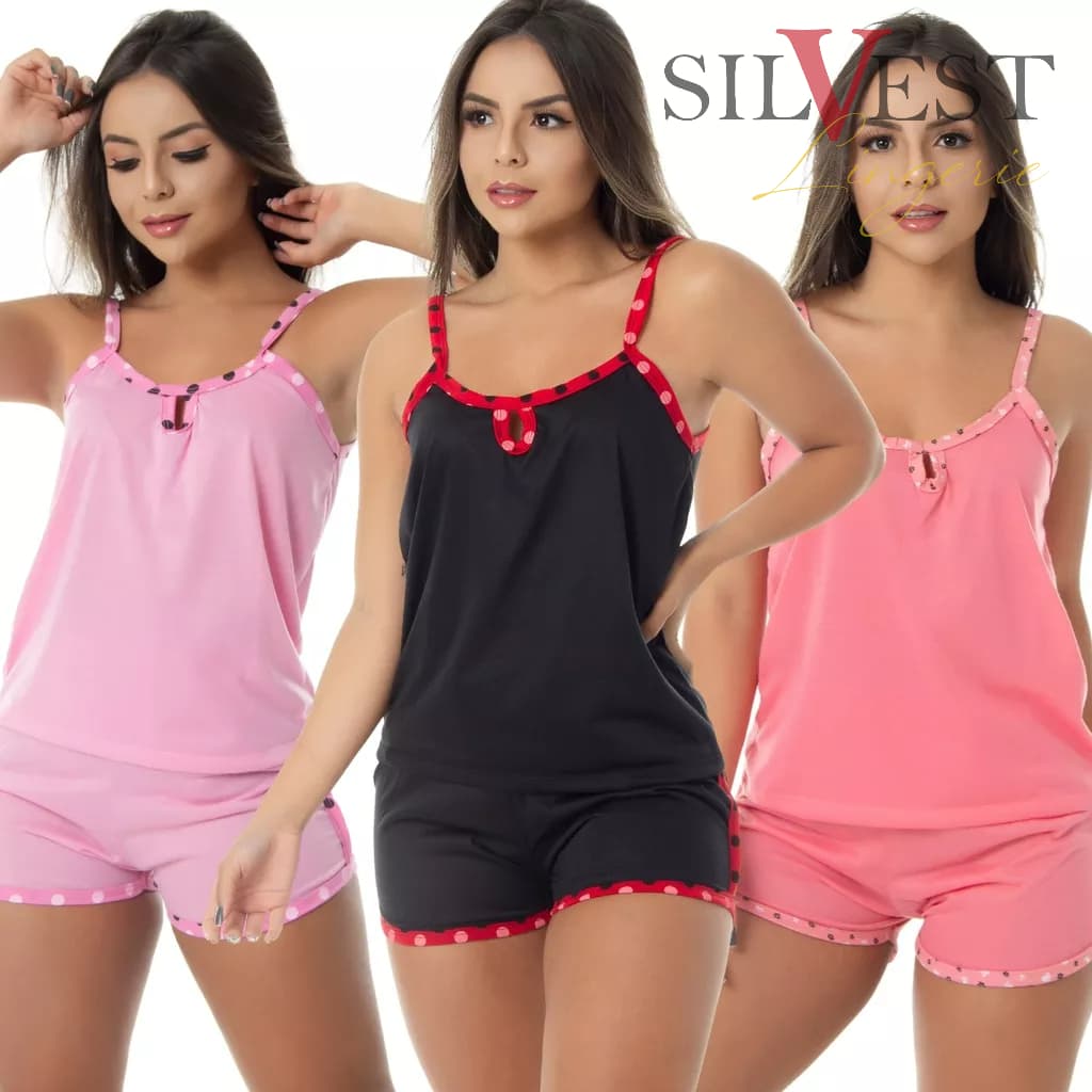 Kit 3 BabyDoll Short Dormir Malha Conforto Pijama Verão