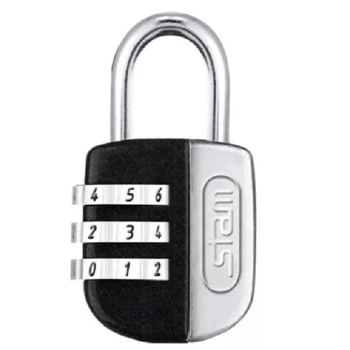 Cadeado com Segredo Senha Preto 25mm STAM Para Mala de Viagem Armário Mochila