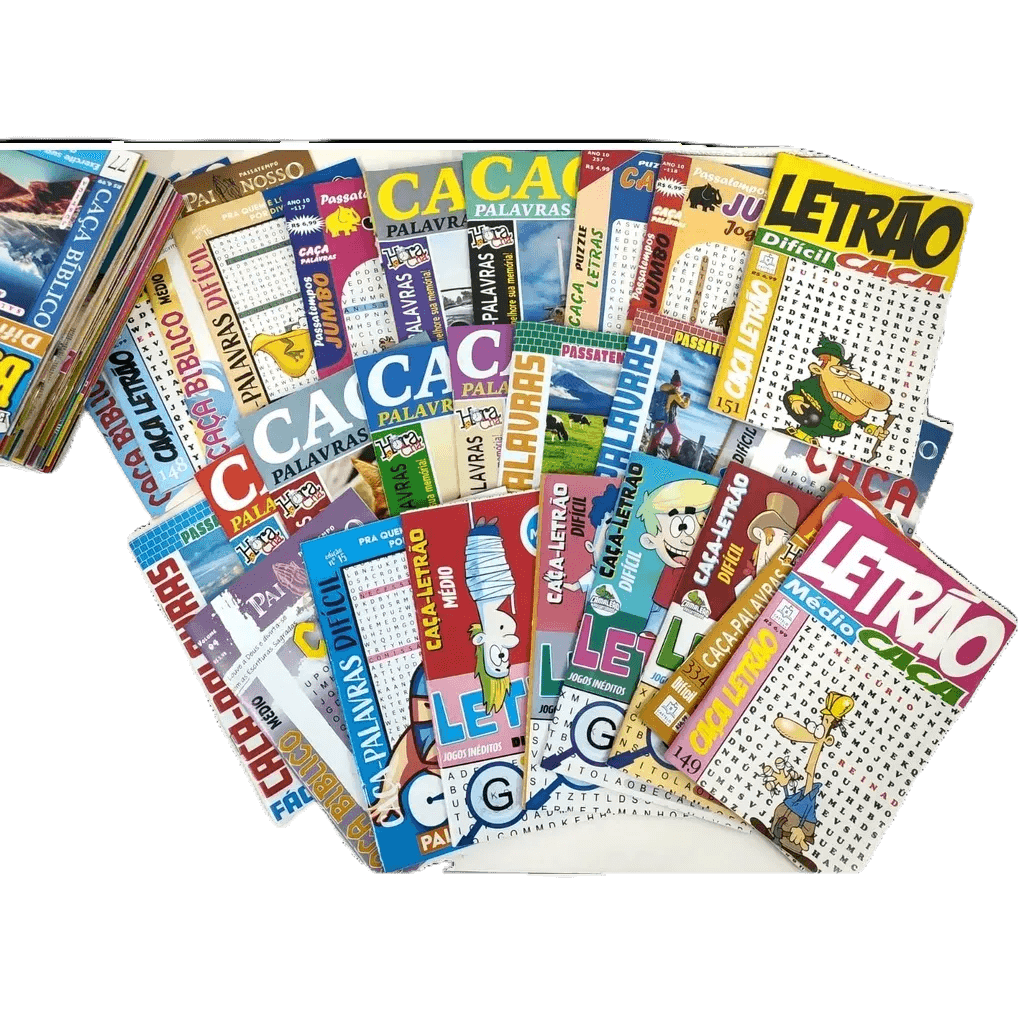 Kit 50 revista passatempo caça palavra sem repetição  variedade exclusiva. comprando mesmo kit o produto vai se repetir
