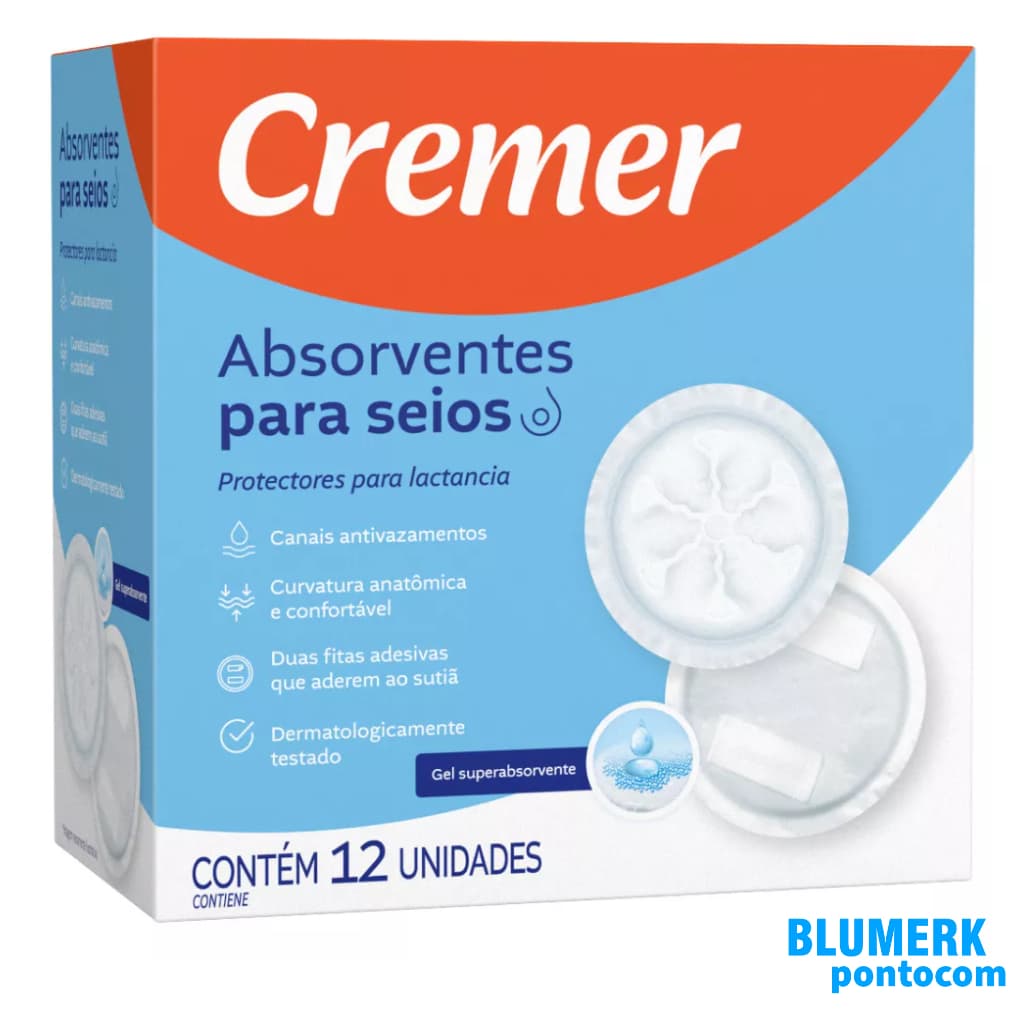 Absorvente Protetor Para Seios Cremer Com 12 Unidades