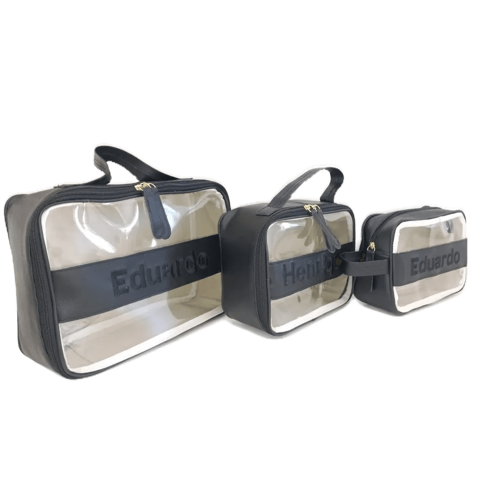 Kit/3/Necessaire/Transparente/Personalizada/PMG