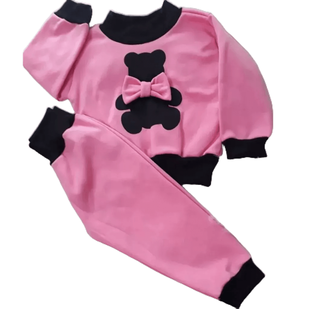 Conjunto de Moleton Infantil Ursinho, conjunto de frio e inverno moletom de poliéster