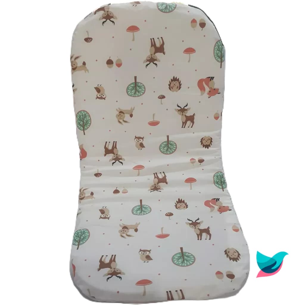 Colchão Colchonete para Carrinho de Bebê Raposinha Acolchoado para Carrinho tema Raposa Bosque 100% Algodao Tricoline