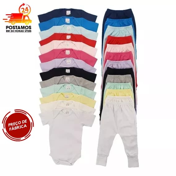 Kit bebe 4 peças -  Body bebe e Calça Mijão (Rn P M e G)