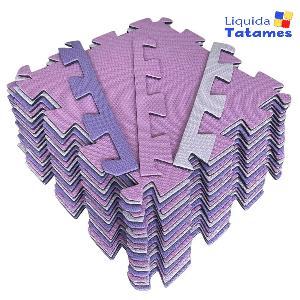 Kit 10 Tatames - EVA Tons de Rosa e Lilás 50x50x1 cm.