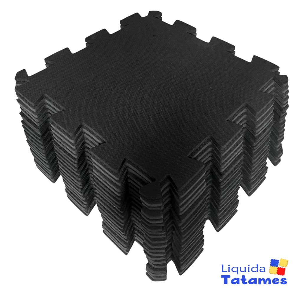 Kit 12 Tatames Eva preto - Linha Econômica 50x50x1 Cm