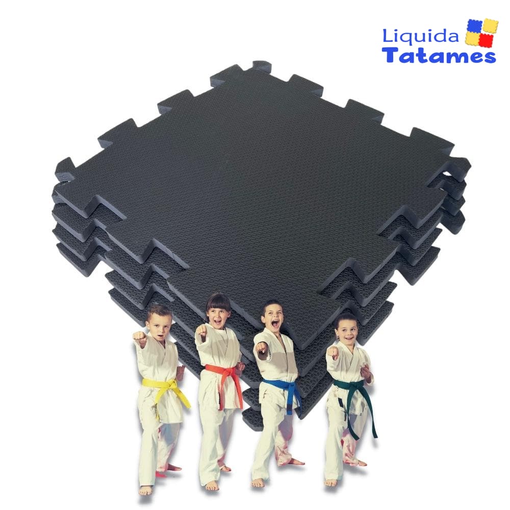 Kit 12 Tatames Eva Preto - 50x50x2cm - Linha Econômica