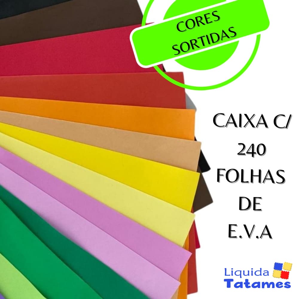 Placas De EVA 40x47 - Kit de 240 folhas coloridas (sortidas).