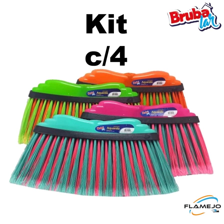 Vassoura grande 37 cm kit c/ 4 Unidades não acompanha cabo Brubalar