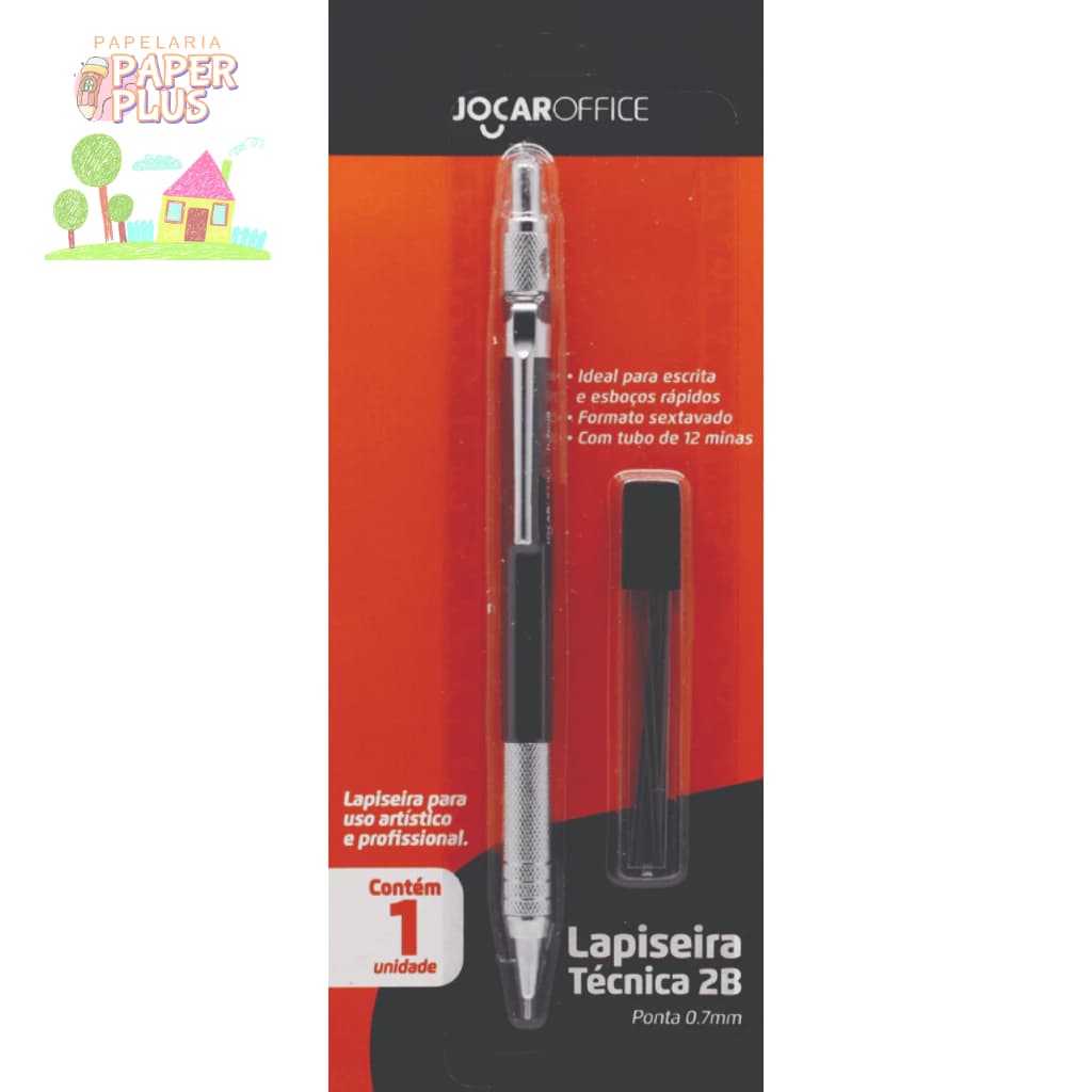 Lapiseira Técnica 2B 0.7 Com Tubo De Grafite Blister Jocar Office Material Escolar, Escritório