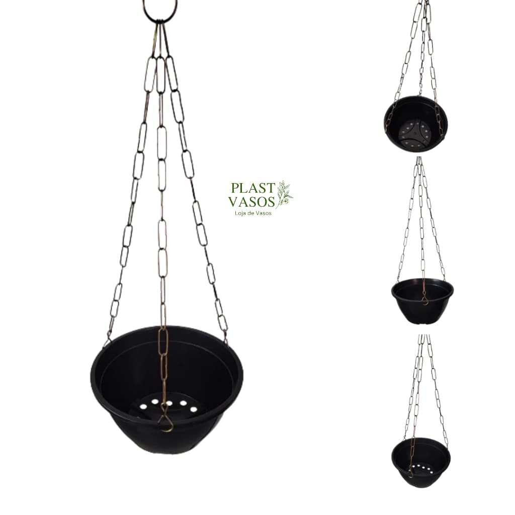 Kit 6 Vasos Cuia 21 na cor preta e com Corrente 44CM na cor dourada