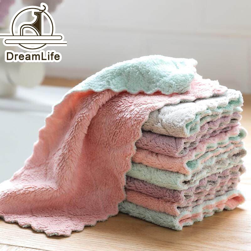 8 pcs Toalha De Prato Absorvente Forte Camada Dupla Em Microfibra/Pano/Acessórios De Cozinha