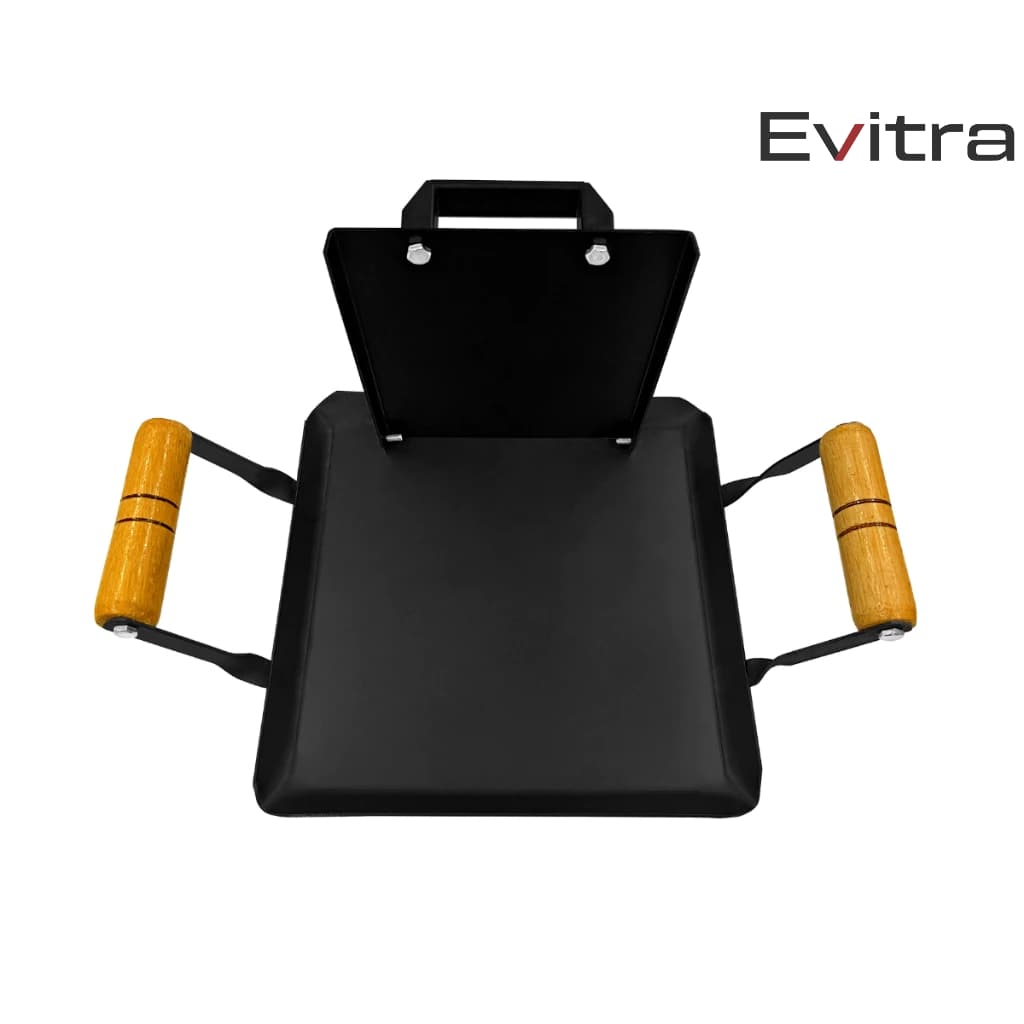 Bifeteira Chapa Aço Carbono Quadrada Fogão Churrasqueira Alça madeira