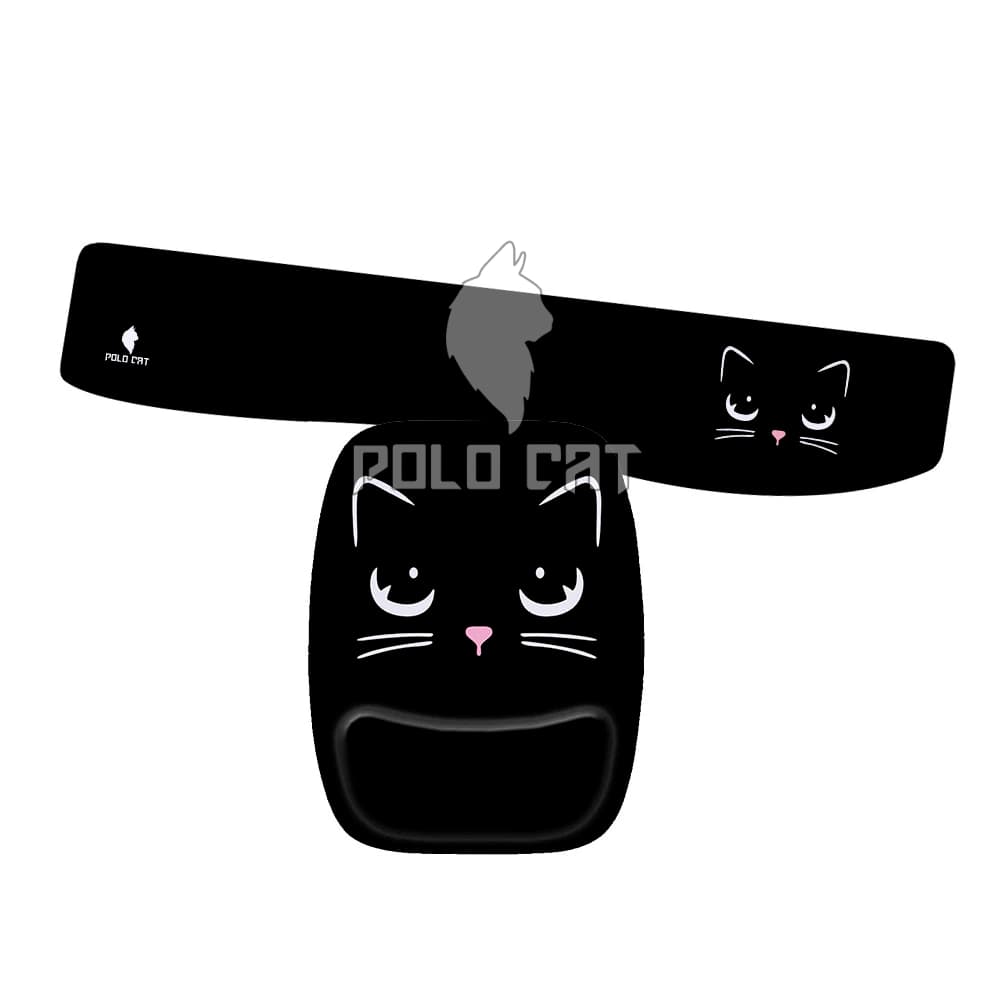 Kit Mouse Pad e Apoio de Teclado Ergonomico  Gato Preto