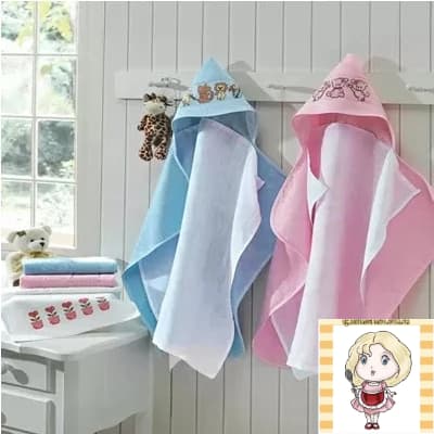 Toalha de Banho com Capuz com forro de Fralda para Bordar Baby Love  - Dohler