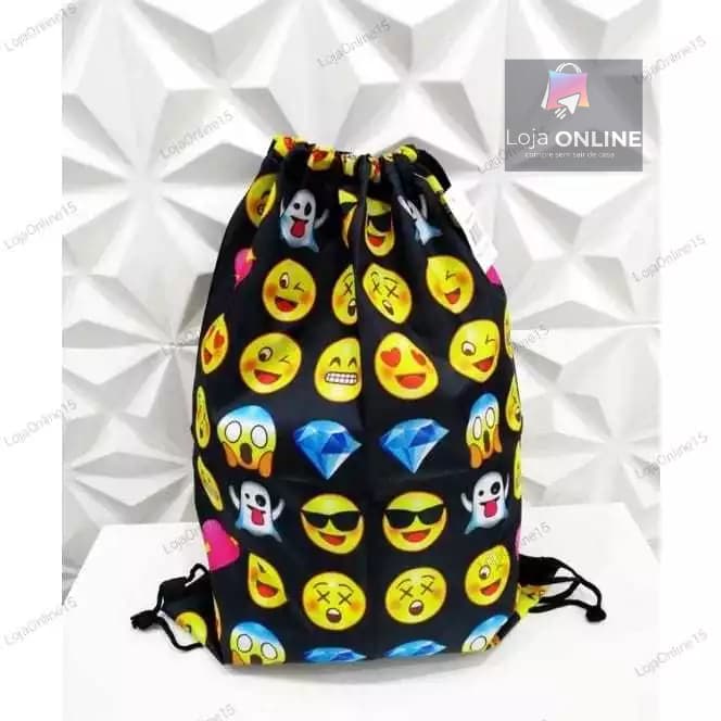 Mochila Saco, Emoji Divertido Bolsa Sacochila Passeio Academia