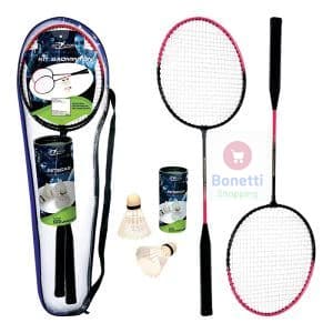 Badminton Kit 2 Raquetes + 3 Petecas + Bolsa Com Zíper
