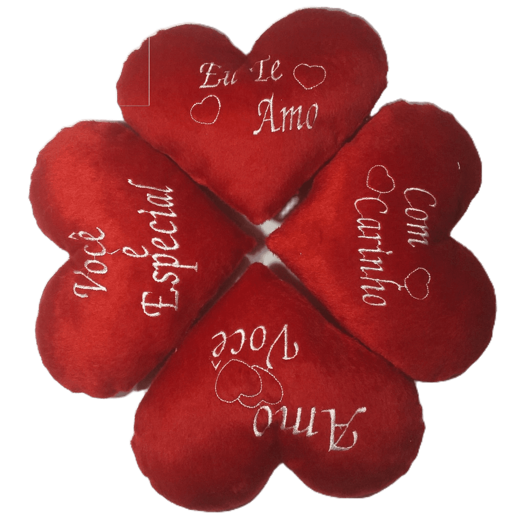 Combo 04 corações de pelúcia 20x15 cm - frases sortidas dia dos pais,Namorados,Natal,etc.