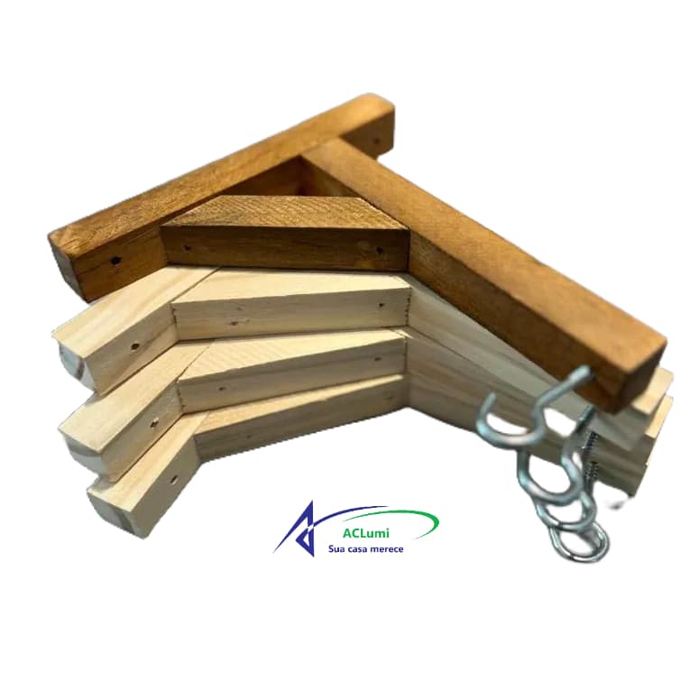 Kit 4 Mão Francesa Para Pendurar Vaso De Planta Na Parede com verniz