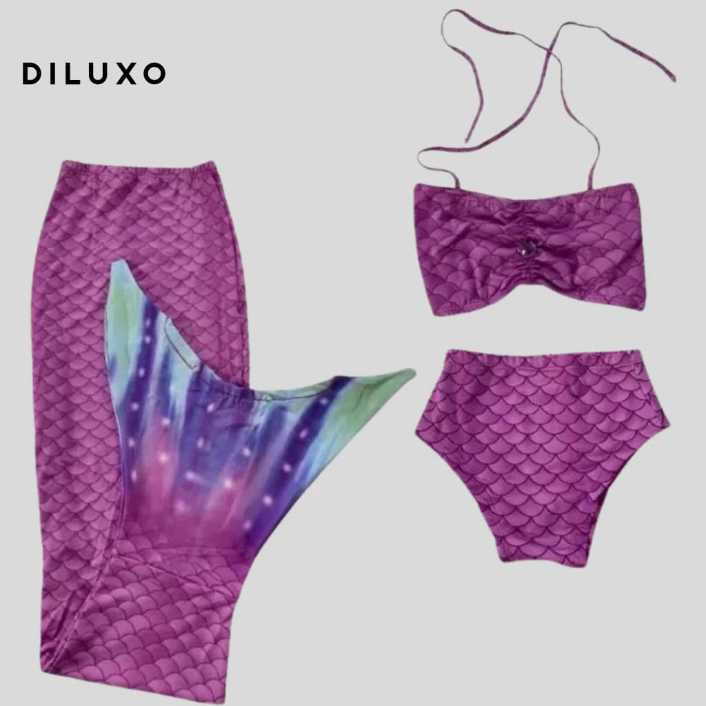 Biquíni Cauda de Sereia Infantil Fantasia Biquíni + Cauda