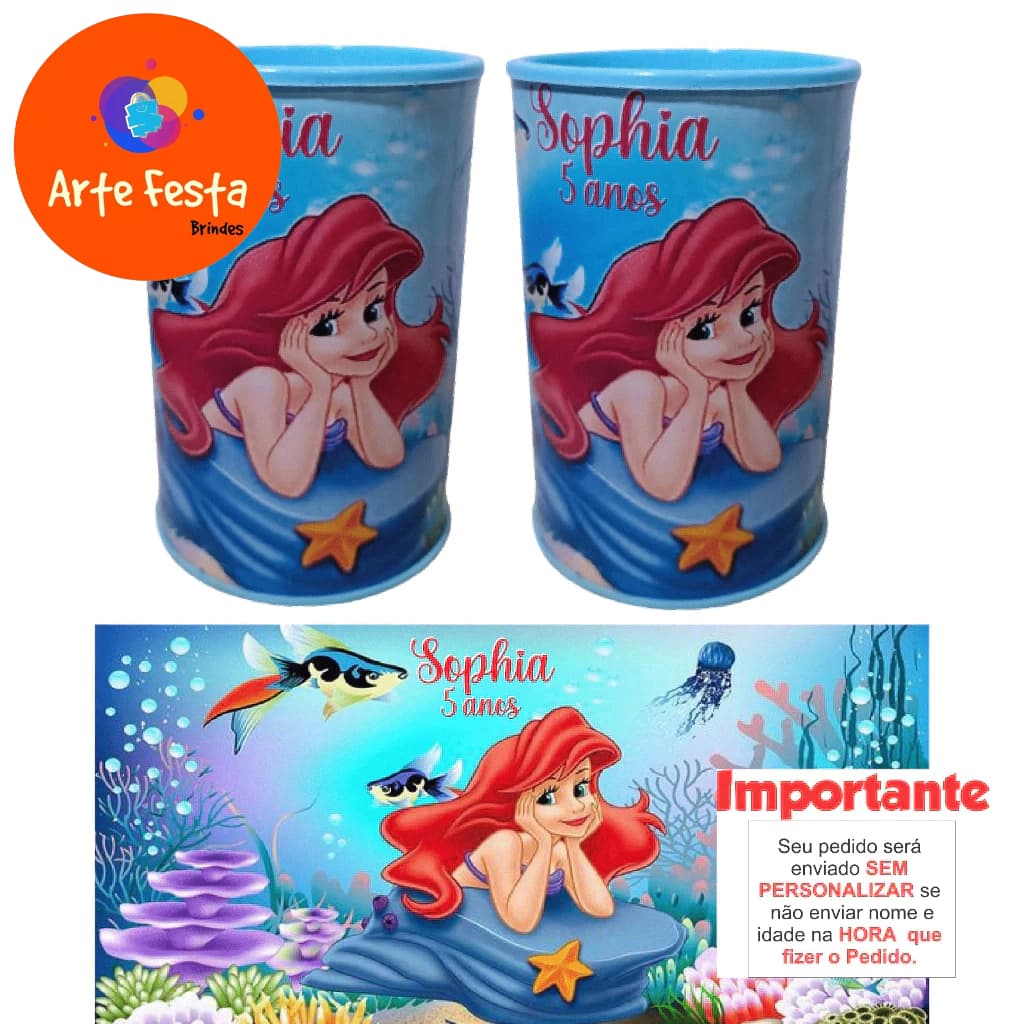 Cofrinho Personalizado Pequena Sereia. (10 unidades)