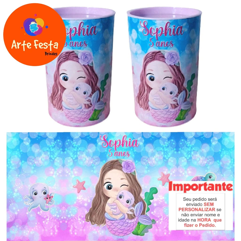Cofrinho Personalizado Sereia. (10 a 50 unidades)